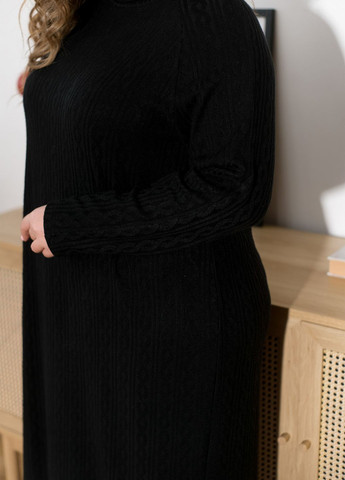 Черное повседневный, кэжуал ангоровое платье-макси а-силуэт No Brand однотонное