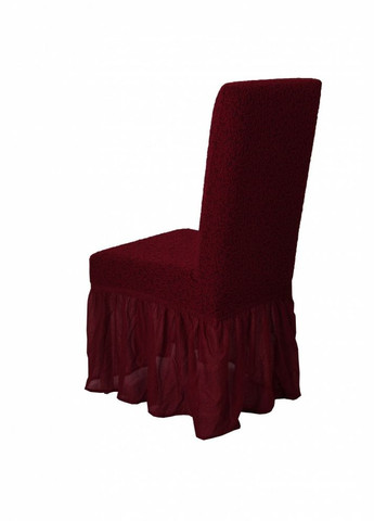 Жаккардовые чехлы на стулья с оборкой (натяжные) набор 6-шт 421 Бордовый Venera (268547656)