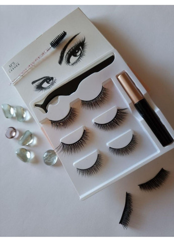 Набір багаторазові вії ТРИ пари Класика: 2D + 3D + Стрази Камінці + Маркер підводка Magnetic Lashes (366668440)