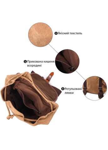 Чоловічий текстильний рюкзак, що закривається клапаном на магніт 22155 Коричневий Vintage (328449834)