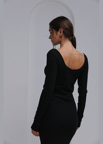 Чорна сукня з трикотажу в рубчик Arjen