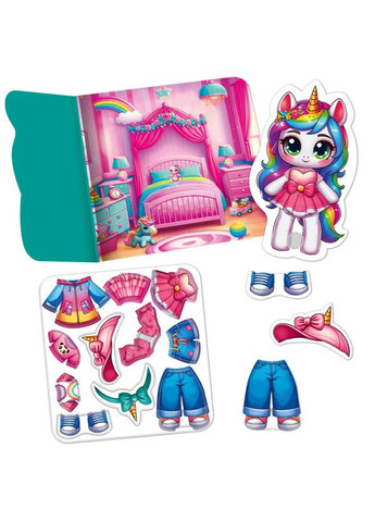 Гра розвиваюча з липучками "Єдиноріжка" VT1320-01, 11 елементів одягу Vladi toys (355794376)