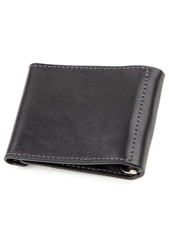 Затискач для грошей з італійської шкіри 11149 Чорний Grande Pelle (317276255)