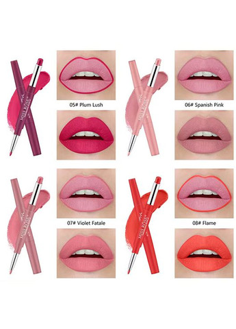 Набор 3 шт Матовая помада + карандаш для губ MISS ROSE, водостойкие пигменты. Dragon (366668665)