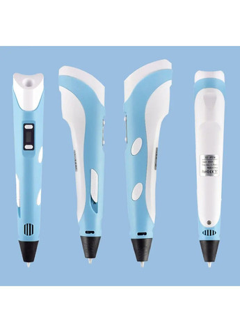 Комплект набор 3D-ручка с трафаретами дисплеем работой от сети планшетом для детского творчества рукоделия (481874-Prob) Синяя Unbranded (367592543)