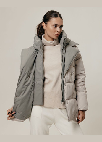 Светло-бежевая куртка с поясом бежево-молочная HAIZIYUAN