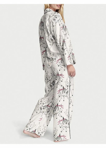 Белая всесезон женская пижама flannel long pajama set фланелевая белый в олене рубашка + брюки Victoria's Secret