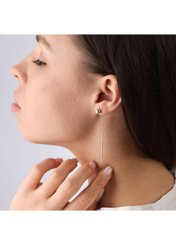 Сережки Кульки Протяжки 925 Rhodium (Ш) No Brand (364890957)