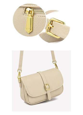 Жіноча шкіряна сумка з двома ремнями в комплекті молочна КиП (332612489)