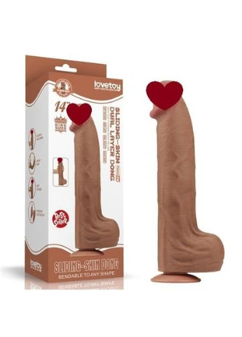 Фалоімітатор - Sliding-Skin Dual Layer Dong 14" Brown Lovetoy (383088143)