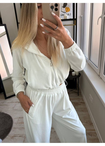 Спортивный костюм (толстовка, брюки, топ), цвет Белый Fashion (361668218)