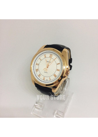 Класичний чоловічий годинник Yazole кварцовий аналоговий з чорним циферблатом і коричневим ремінцем (sku_156) No Brand (350906529)