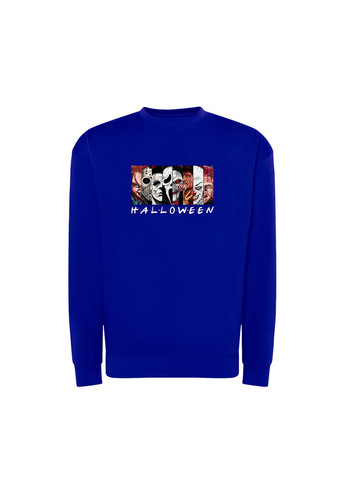 Синій світшот з принтом "фільми жахів" на halloween (10920755563) ТiШОТКА (370188353)