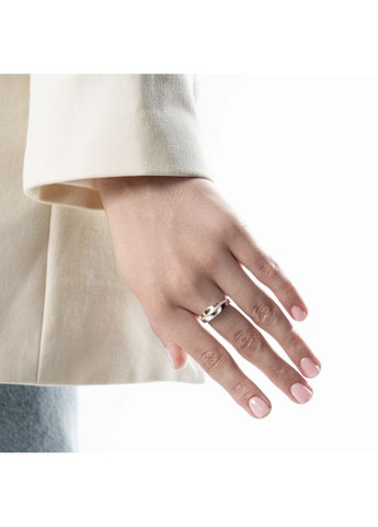 Серебряное кольцо с золотой пластиной с Белыми камнями.0 размер серебро 925 пробы родированное 1690к 2.20г Nobrand (366870930)