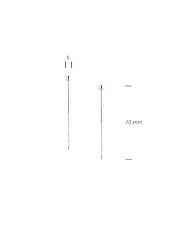 Сережки Кульки Протяжки 925 Rhodium (Ш) No Brand (364890957)