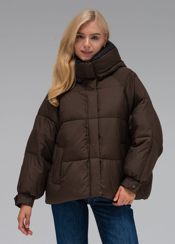 Темно-коричнева зимня куртка з капюшоном модель Viva 070