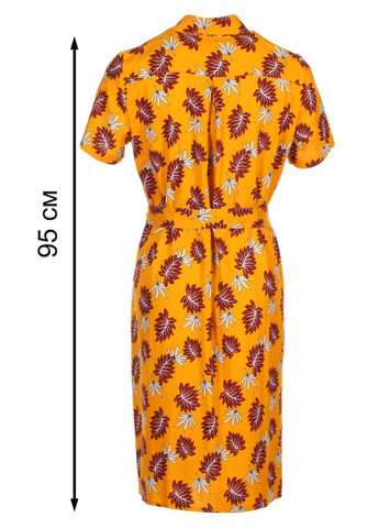 Жовтий повсякденний сукня-сорочка в бордове листя (ll142258232) LadyLike