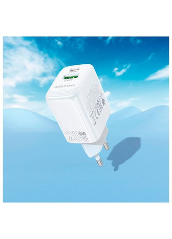 Зарядний пристрій (6941991120268) Borofone BN27 Fuente 1xUSB-C PD20W + 1xUSB QC3.0 White (370020407)