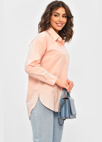 Рожева сорочка жіноча однотонна світло-рожевого кольору з баскою Let's Shop