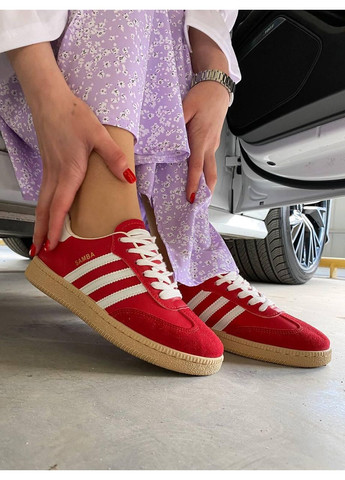 КРОСІВКИ ЖІНОЧІ ADIDAS SAMBA RED WHITE АДІДАС САМБА No Brand білі демісезони (368885831)