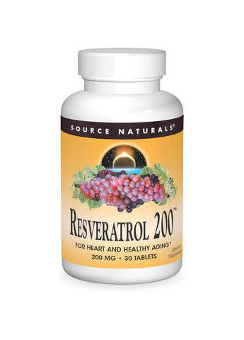 Ресвератрол, 200 мг, Resveratrol, 30 таблеток Source Naturals (322741157)