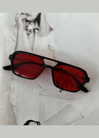 Сонцезахисні окуляри з подвійною переносицею унісекс Чорний з червоним No Brand (290704842)