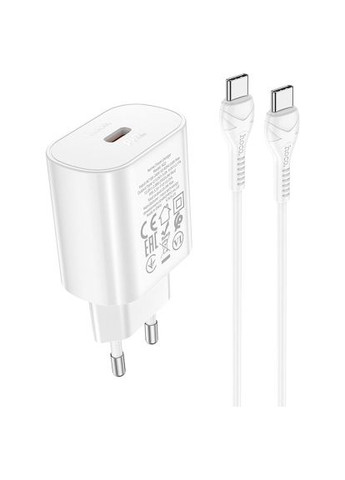 Зарядний пристрій (6931474760081) Hoco N22 Jetta USB-C PD25W + cable USB-C to USB-C White (369880147)