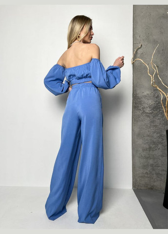 Жіночий костюм топ і штани колір блакитний р.L 435083 New Trend (295263388)