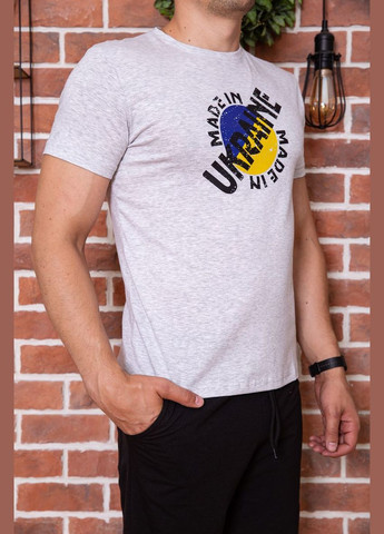 Світло-сіра чоловіча футболка з патріотичним принтом, колір сірий, Ager