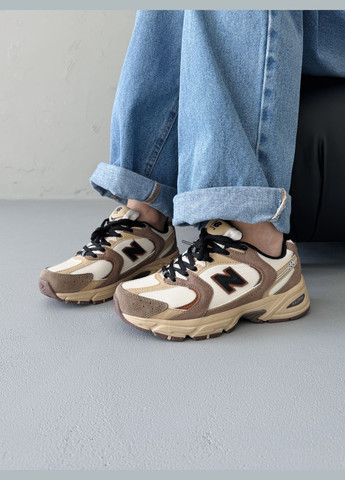 Коричневі Осінні кросівки чоловічі і жіночі new balance 530 brown white | нью баланс 530 коричневі No Brand