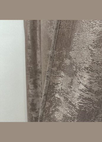 Жакардові штори з мармуровим візерунком 2шт 1.5×2.7 м, тасьма 6 см, середнє затемнення, кавового кольору. No Brand (331619138)