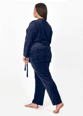 Темно-синий демисезонный комплект женский велюровый N.EL.