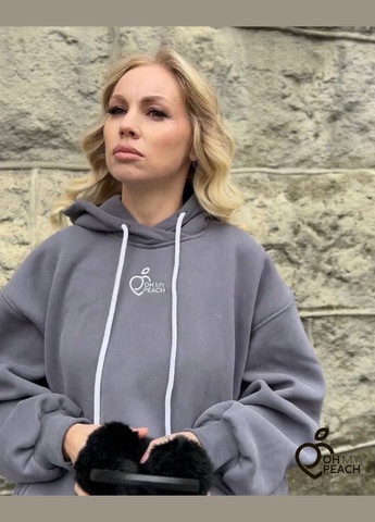 Жіночий утеплений оверсайз костюм двійка худі та джогери тринитка на флісі лімітована колекція розмір S-M 42-46 OhMyPeach (308072336)