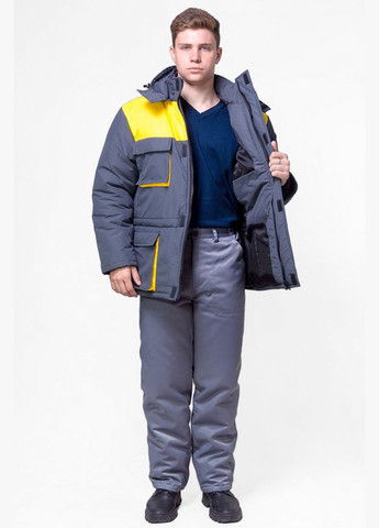 Сіра зимня куртка робоча (зима) сіро-жовта, 182/188 см ProsPerous