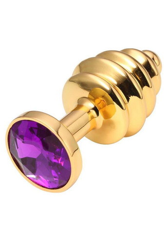 Анальная пробка S 75x30 mm золотая ёлочка с камнем Flexy Gold Crystal Plug Focus (303887809)