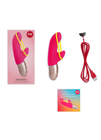 Мини вибратор-кролик со стимулирующей лентой Fun Factory AMORINO pink/neon yellow, лента съемная No Brand (366877095)