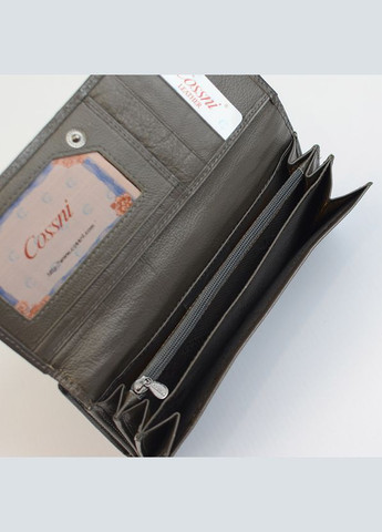 Сірий жіночий шкіряний класичний гаманець на кнопці No Brand (333300169)