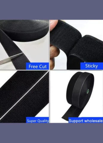 Стрічка липучка пришивна Velcro без клейової основи 50 мм/25 см Чорна No Brand (338620247)
