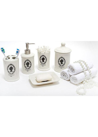 Місткість для гігієнічного приладдя Le Bain порцелянова Mademoiselle біла з кришкою для ванної кімнати контейнер Bona (368991071)