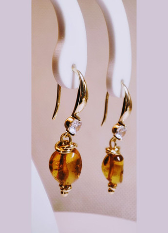 Сережки 2678 з натурального бурштину Медовий відтінок MINOV (311310539)