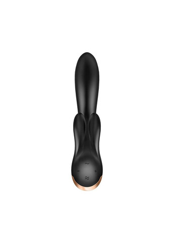 Смарт вибратор кролик с двойным отростком Double Flex Black - CherryLove Satisfyer (283251319)