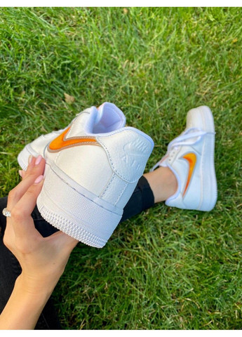 Білі Осінні кросівки чоловічі nike air force 1 low jewel white orange найк аір форс 1 преміум No Brand