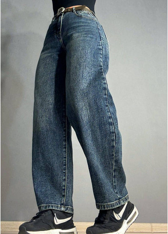 Джинси жіночі 8206 skater jeans широкі з ременем сині Vanver - (339506878)