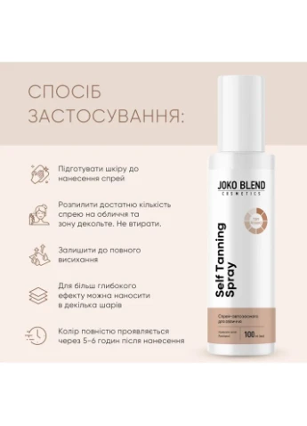 Спрей-автозагар для обличчя Self Tanning Spray 100 мл (289647) Joko Blend (323122056)