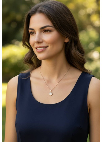 Срібний комплект 925 проби в позолоті у стилі Van Cleef (Ван Кліф) оздоблений камінцями 40 см No Brand (370203134)