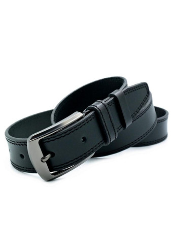 Кожаный мужской ремень 3,3х105-120 см Черный Weatro (302519603)