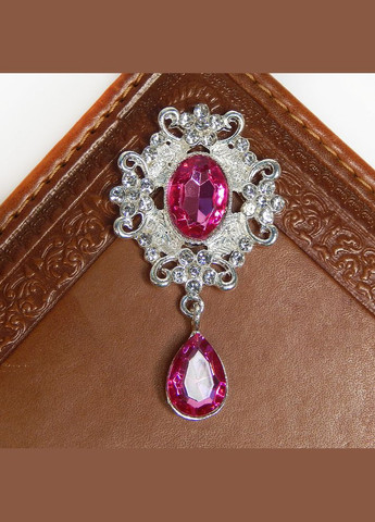 Стразовый декор Овал с подвеской, ажурный, 50х31 мм, малиновый No Brand (341730582)