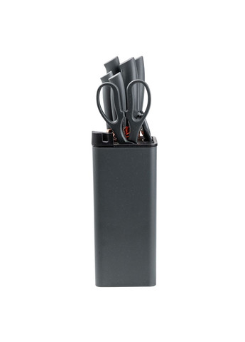 Набор ножей кухонных на подставке с точилом 7 предметов, серый TS Kitchen чёрные,