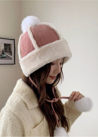 -Вушанка з Помпоном, М’яка Тепла Шапка зі Штучним Хутром та китицями No Brand Жіноча Зимова Шапка (363838658)