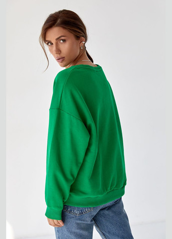 Жіночий трикотажний світшот з яскравим принтом - зелений цвет, M (sku_6350) No Brand (313614742)